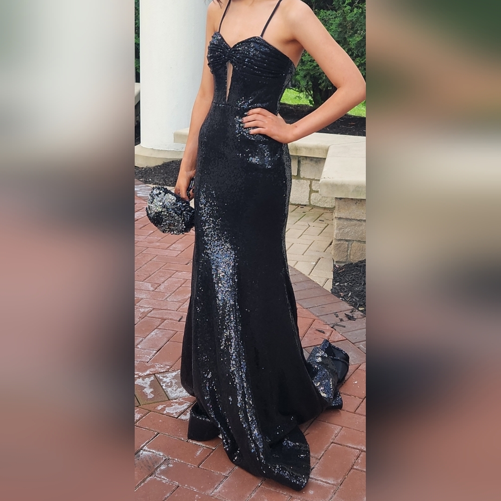 Elegant Black Sequin Evening Gown